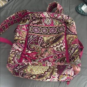 Vera Bradley Pink and Green Quilted Laptop Backpack